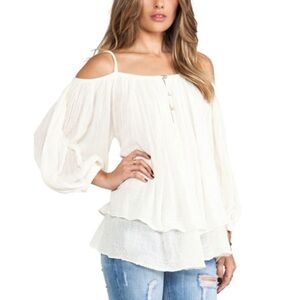 Jen's Pirate Booty Sloan Off‎ Shoulder flowy Top Tunic one size fits all cotton